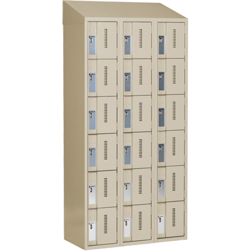 Concorde Heavy-Duty Lockers, 6 -tier, Bank of 3, 36" x 18" x 78", Steel, Beige, Welded (Assembled) Rock Safety Industrial Ltd