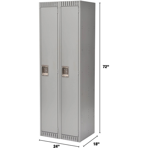 Lockers, Bank of 2, 24" x 18" x 72", Steel, Grey, Knocked Down Rock Safety Industrial Ltd