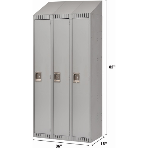 Assembled Lockers, Bank of 3, 36" x 18" x 82", Steel, Grey, Rivet (Assembled) Rock Safety Industrial Ltd