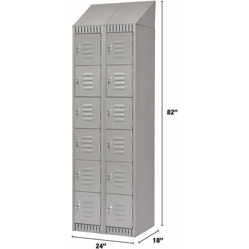 Casiers, 6 niveaux, Bloc de 2, 24" x 18" x 82", Acier, Gris, D&eacute;mont&eacute; Rock Safety Industrial Ltd