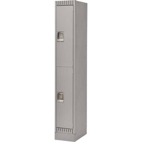 Assembled Lockers, 2 -tier, 12" x 18" x 72", Steel, Grey, Rivet (Assembled) Rock Safety Industrial Ltd