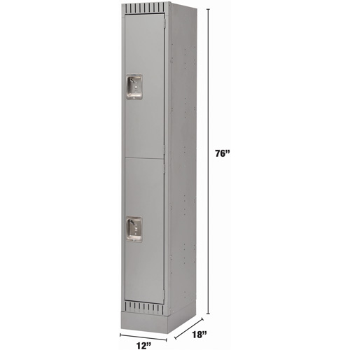 Lockers, 2 -tier, 12" x 18" x 76", Steel, Grey, Knocked Down Rock Safety Industrial Ltd