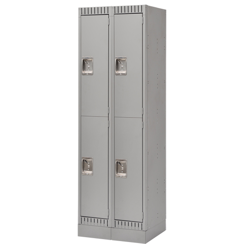 Assembled Lockers, 2 -tier, Bank of 2, 24" x 18" x 72", Steel, Grey, Rivet (Assembled) Rock Safety Industrial Ltd