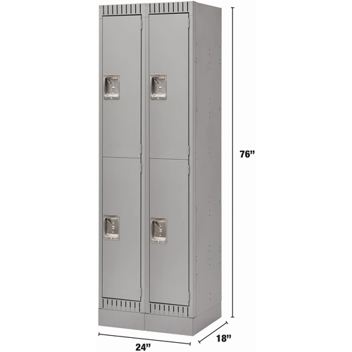 Casiers, 2 niveaux, Bloc de 2, 24" x 18" x 76", Acier, Gris, D&eacute;mont&eacute; Rock Safety Industrial Ltd