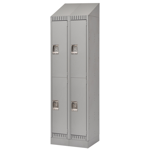 Assembled Lockers, 2 -tier, Bank of 2, 24" x 18" x 72", Steel, Grey, Rivet (Assembled) Rock Safety Industrial Ltd