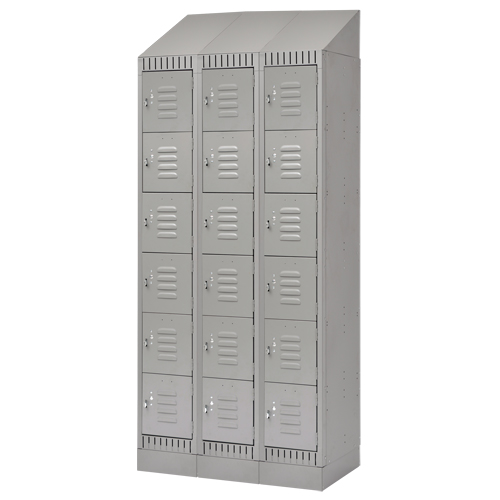 Casiers, 6 niveaux, Bloc de 3, 36" x 18" x 86", Acier, Gris, D&eacute;mont&eacute; Rock Safety Industrial Ltd