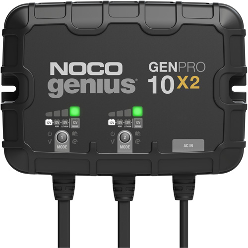 Chargeur de batterie embarqu&eacute; &agrave; 2 sorties de 20 amp&egrave;res GenPro10X2 Genius Rock Safety Industrial Ltd