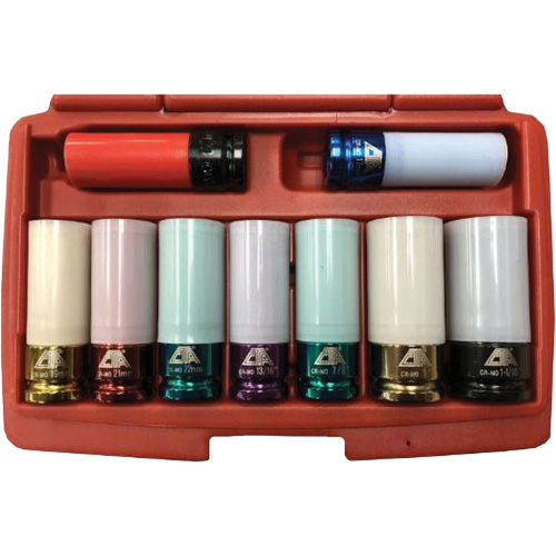 Thin Wall Master Impact Socket Set, 9 Pieces, 1/2" Drive Size Rock Safety Industrial Ltd