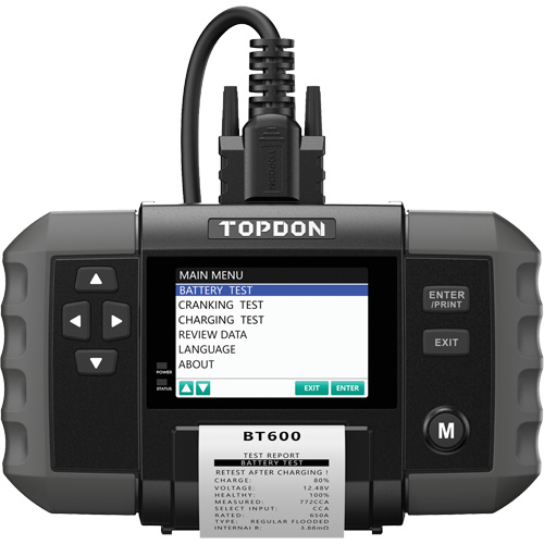 Testeur de batterie 12?V et de syst&egrave;mes 12?V/24?V BT600 avec imprimante int&eacute;gr&eacute;e Rock Safety Industrial Ltd