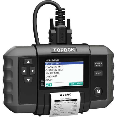 Testeur de batterie 12?V et de syst&egrave;mes 12?V/24?V BT600 avec imprimante int&eacute;gr&eacute;e Rock Safety Industrial Ltd