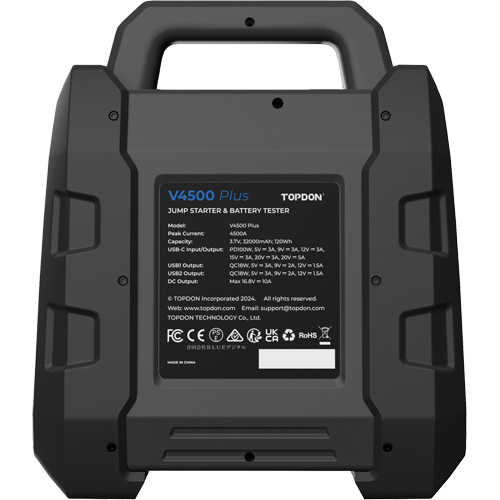 V4500 Plus 2-in-1 4500 Peak Amp Jump Starter, Battery & System Tester Rock Safety Industrial Ltd