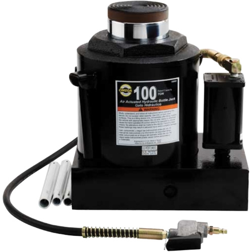 Air Actuated Bottle Jack, 100 Ton(s), Air Hydraulic/Manual Hydraulic, 17-22/25" Raised Height Rock Safety Industrial Ltd