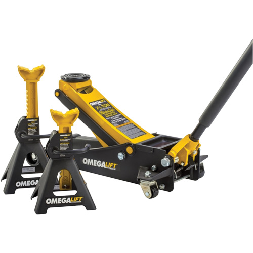 Magic Lift Service Jack & Jack Stands Combo Set, 3 Ton(s)/2.5 Ton(s) Capacity, 3-7/20" Lowered, 19-3/10" Raised, Manual Hydraulic Rock Safety Industrial Ltd