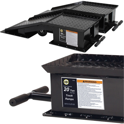 Rampes pour camions lourds avec longue poign&eacute;e en T, Capacit&eacute; 40 000 lb, 45" lo, 13-1/2" la, Hauteur de 9-19/50" Rock Safety Industrial Ltd