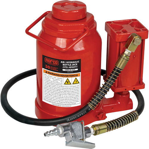 Cric-bouteille hydraulique de hauteur standard, 30 tonne(s), Air comprim&eacute;/hydraulique, 19-7/10" Hauteur &eacute;lev&eacute;e Rock Safety Industrial Ltd