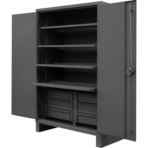 Armoire tr&egrave;s robuste avec tablettes coulissantes, Acier, 4 Tablettes, 78" h x 48" la x 24" P, Gris Rock Safety Industrial Ltd