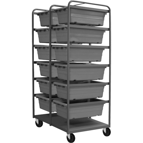 Mobile Tub Rack, Double-sided, 12 bins, 26" W x 36" D x 74" H Rock Safety Industrial Ltd