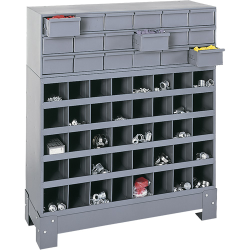 Modular Small Parts Storage Unit, Steel, 18 Drawers, 33-3/4" x 12-1/4" x 40-1/2", Grey Rock Safety Industrial Ltd