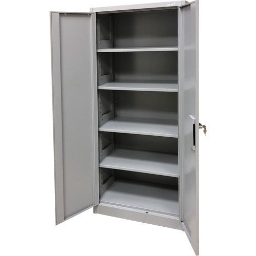 Storage Cabinet, Steel, 4 Shelves, 66" H x 30" W x 15" D, Grey Rock Safety Industrial Ltd