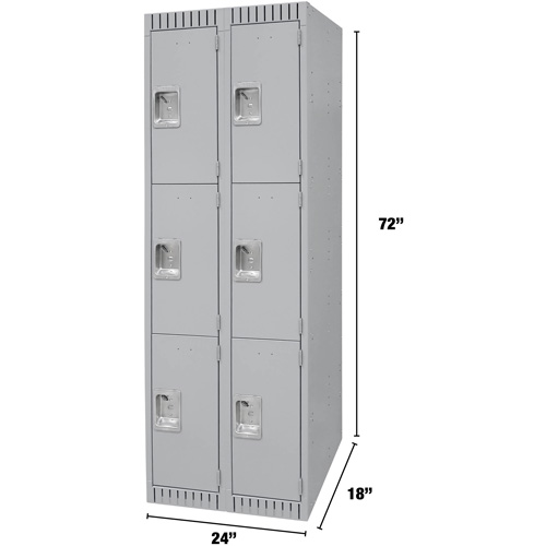 Casiers, 3 niveaux, Bloc de 2, 24" x 18" x 72", Acier, Gris, D&eacute;mont&eacute; Rock Safety Industrial Ltd