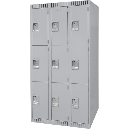 Casiers, 3 niveaux, Bloc de 3, 36" x 18" x 72", Acier, Gris, D&eacute;mont&eacute; Rock Safety Industrial Ltd