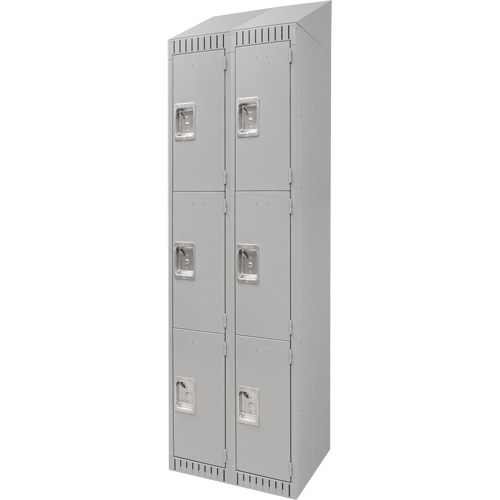 Lockers, 3 -tier, Bank of 2, 24" x 18" x 82", Steel, Grey, Knocked Down Rock Safety Industrial Ltd