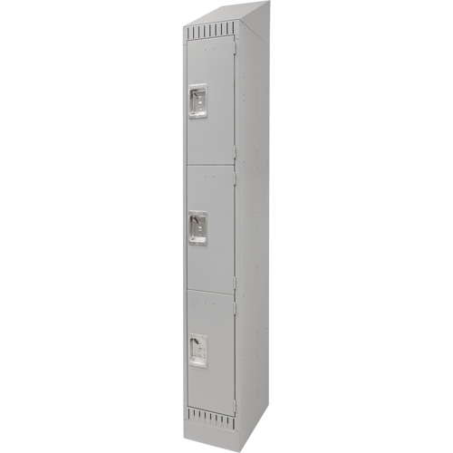 Lockers, 3 -tier, 12" x 18" x 86", Steel, Grey, Knocked Down Rock Safety Industrial Ltd