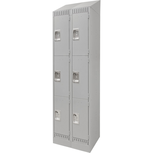 Lockers, 3 -tier, Bank of 2, 24" x 18" x 86", Steel, Grey, Knocked Down Rock Safety Industrial Ltd