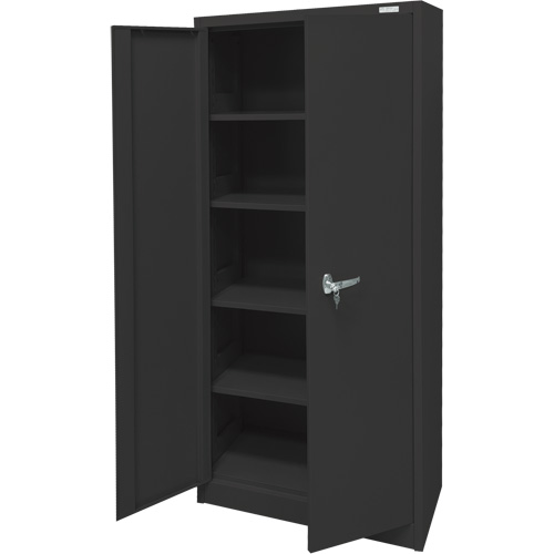 Armoire d'entreposage, Acier, 4 Tablettes, 66" h x 30" la x 15" P, Noir Rock Safety Industrial Ltd