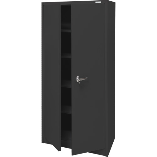 Armoire d'entreposage, Acier, 4 Tablettes, 66" h x 30" la x 15" P, Noir Rock Safety Industrial Ltd