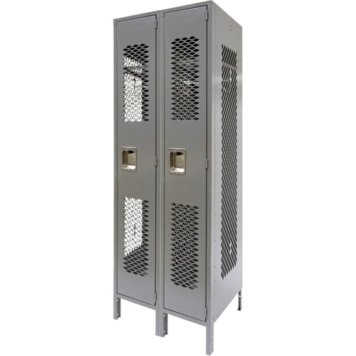 Casiers ventil&eacute;s, Bloc de 2, 24" x 18" x 78", Acier, Gris, D&eacute;mont&eacute;, Perfor&eacute; Rock Safety Industrial Ltd
