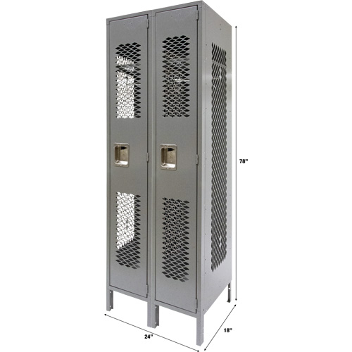 Casiers ventil&eacute;s, Bloc de 2, 24" x 18" x 78", Acier, Gris, D&eacute;mont&eacute;, Perfor&eacute; Rock Safety Industrial Ltd