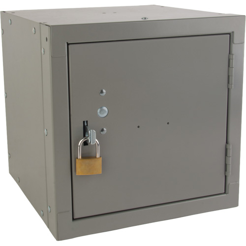 Casier cubique empilable, 12" x 12" x 12", Acier, Gris, D&eacute;mont&eacute; Rock Safety Industrial Ltd