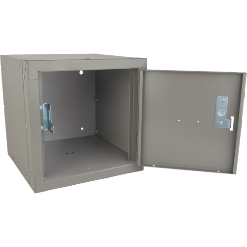Casier cubique empilable, 12" x 12" x 12", Acier, Gris, D&eacute;mont&eacute; Rock Safety Industrial Ltd
