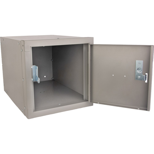 Casier cubique empilable, 12" x 18" x 12", Acier, Gris, D&eacute;mont&eacute; Rock Safety Industrial Ltd