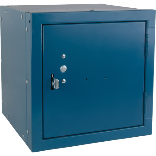 Casier cubique empilable, 12" x 12" x 12", Acier, Bleu, D&eacute;mont&eacute; Rock Safety Industrial Ltd