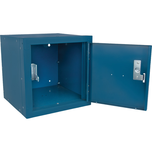 Casier cubique empilable, 12" x 12" x 12", Acier, Bleu, D&eacute;mont&eacute; Rock Safety Industrial Ltd