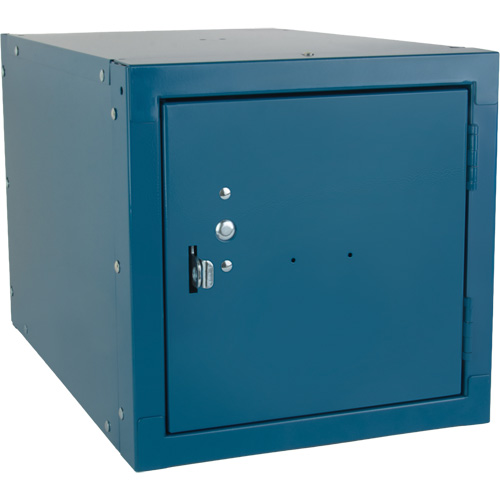 Stackable Cube Locker, 12" x 18" x 12", Steel, Blue, Knocked Down Rock Safety Industrial Ltd