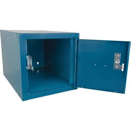 Stackable Cube Locker, 12" x 18" x 12", Steel, Blue, Knocked Down Rock Safety Industrial Ltd