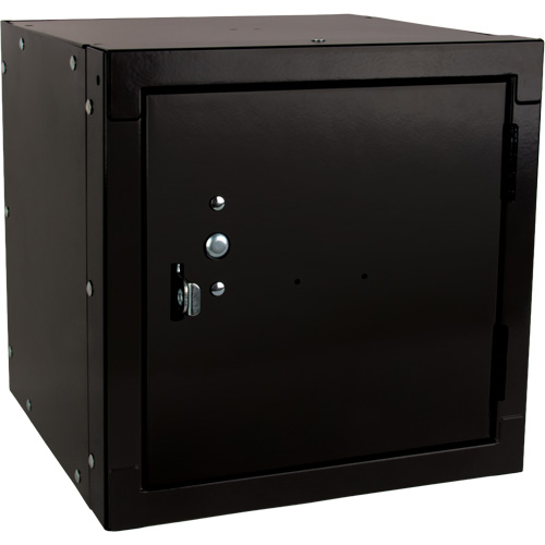 Casier cubique empilable, 12" x 12" x 12", Acier, Noir, D&eacute;mont&eacute; Rock Safety Industrial Ltd