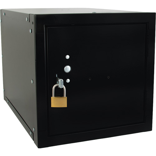 Stackable Cube Locker, 12" x 18" x 12", Steel, Black, Knocked Down Rock Safety Industrial Ltd