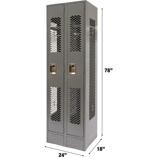 Casiers ventil&eacute;s, Bloc de 2, 24" x 18" x 78", Acier, Gris, D&eacute;mont&eacute;, Perfor&eacute; Rock Safety Industrial Ltd