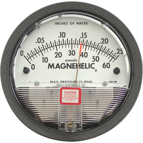 Manom&egrave;tre diff&eacute;rentiel Magnehelic,  4-3/4", 0.0 - 0.25 po CE, Fixation sur panneau, Analogique Rock Safety Industrial Ltd