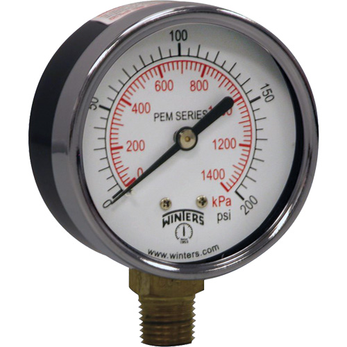 Manom&egrave;tre &eacute;conomique,  2-1/2", 0 - 200 psi, Fixation inf&eacute;rieure, Analogique Rock Safety Industrial Ltd