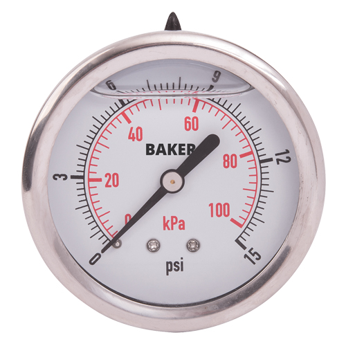 Manom&egrave;tre,  2-1/2", 0 - 15 psi/0 - 100 kPa, Fixation arri&egrave;re, Analogique rempli de liquide Rock Safety Industrial Ltd