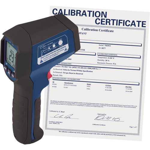 Infrared Thermometer with Calibration Certificate, -31°- 1202° F ( -35° - 650° C ), 12:1, Adjustable Emmissivity Rock Safety Industrial Ltd