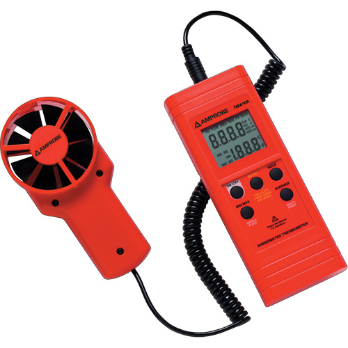 An&eacute;mom&egrave;tre et thermom&egrave;tre TMA10A, Sans enregistrement des donn&eacute;es, Gamme de v&eacute;locit&eacute; d'air de 0,4 - 25 m/sec Rock Safety Industrial Ltd