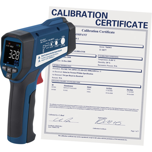 Thermom&egrave;tre &agrave; infrarouge professionnel avec certificat de calibration, -26 - 1472° F ( -32 - 800° C ), 30:1, &eacute;missivit&eacute; Ajustable Rock Safety Industrial Ltd