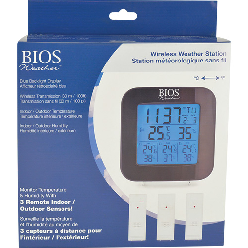 Station m&eacute;t&eacute;orologique sans fil avec 3 capteurs, Sans contact, Num&eacute;rique, 40-158°F (-40-70°C) Rock Safety Industrial Ltd
