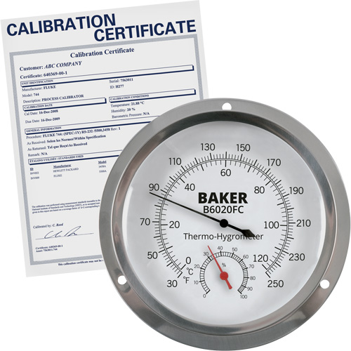 Thermo-hygrom&egrave;tre &agrave; cadran avec certificat ISO, 0,0% - 100% RH, 30 - 250°F (0 - 120°C) Rock Safety Industrial Ltd